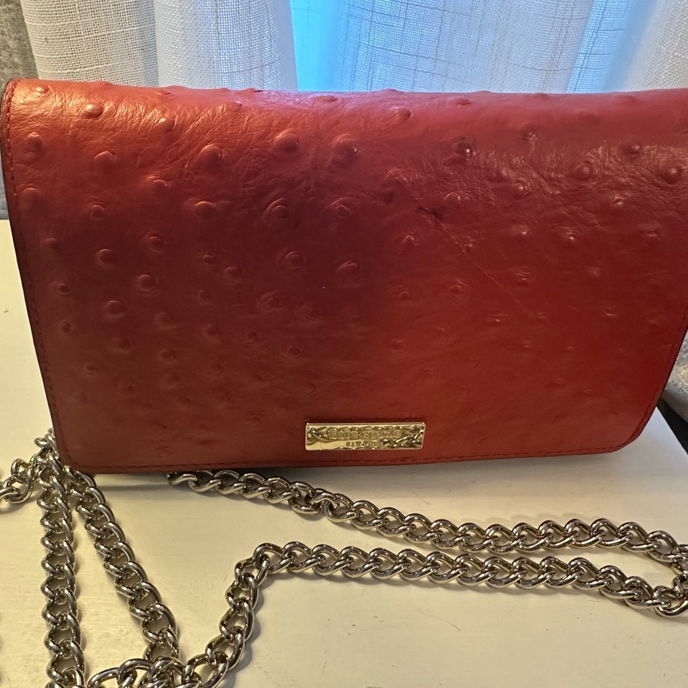 Red Leather Chain Strap Bag